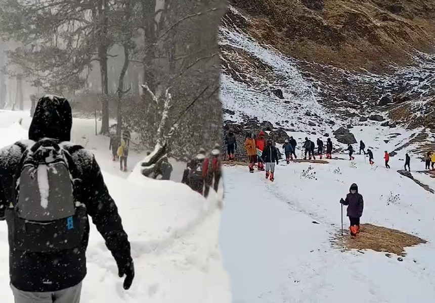 Kuari-pass-trek-snowing
