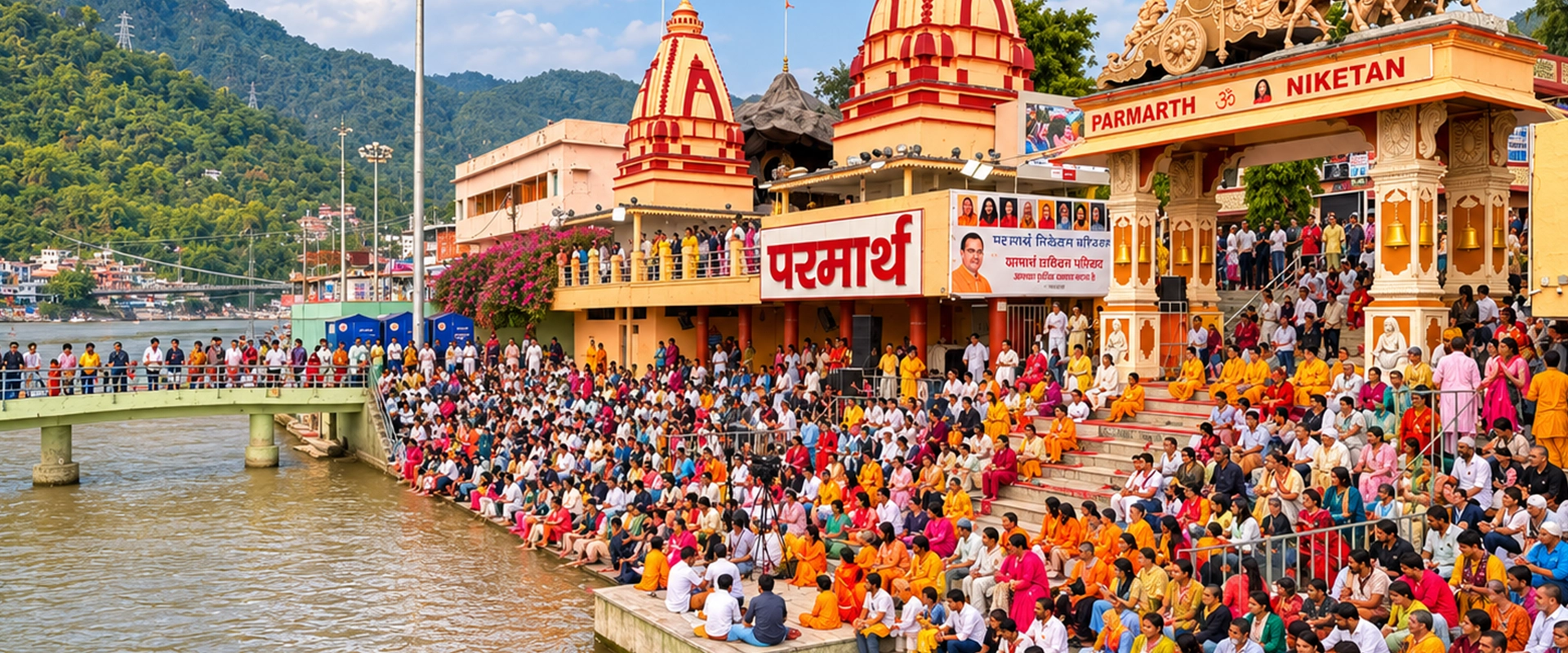 Parmarth Niketan beside the Ganga in Rishikesh
